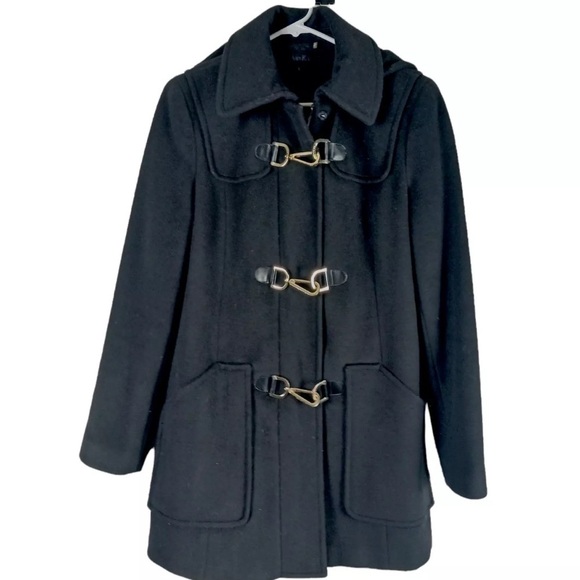 Calvin Klein Wool blend black clip/zipper front closure detachable hoodie coat 6 - Picture 10 of 13